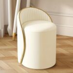 Luxury Velvet Vanity Stool – Modern Gold Base Accent Chair