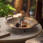Vintage Metal Decorative Tray – Rustic Round Centrepiece