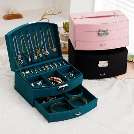 Luxury Jewellery Organizer Box – Elegant Storage Case with Mirror & Compartments