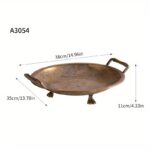 Vintage Metal Decorative Tray – Rustic Round Centrepiece - Image 2
