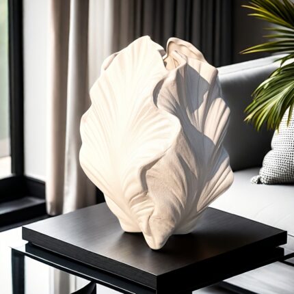 Leaf Sculptural Ceramic Vase – Modern Organic Statement Décor