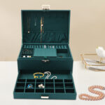 Luxury 3-Layer Jewellery Box – Dark Green Storage Case - Image 3