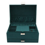 Luxury 3-Layer Jewellery Box – Dark Green Storage Case