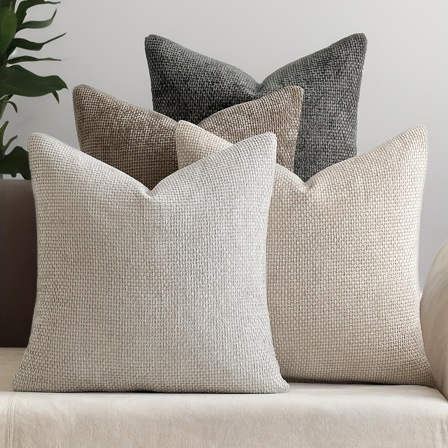 product-algo_check-auto-62064b39f33b40f2d189a9e90492b0581768297835933 Neutral Textured Cushion Cover Set – Soft Woven Sofa Covers (4 Pack) - Image 1