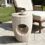 Travertine Cut-Out Side Table - Image 2