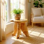 Sculptural Solid Wood Accent Stool - Image 4