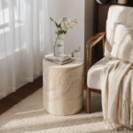 Travertine Pedestal Side Table - Image 5