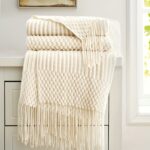 Soft Textured Tassel Throw Blanket – Warm Neutral Sofa Throw - Image 9