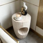 Travertine Cut-Out Side Table - Image 5