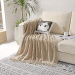 Soft Textured Tassel Throw Blanket – Warm Neutral Sofa Throw