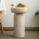 Travertine Pedestal Side Table