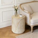 Ribbed Stone Side Table