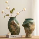 Textured Green Ceramic Vase
