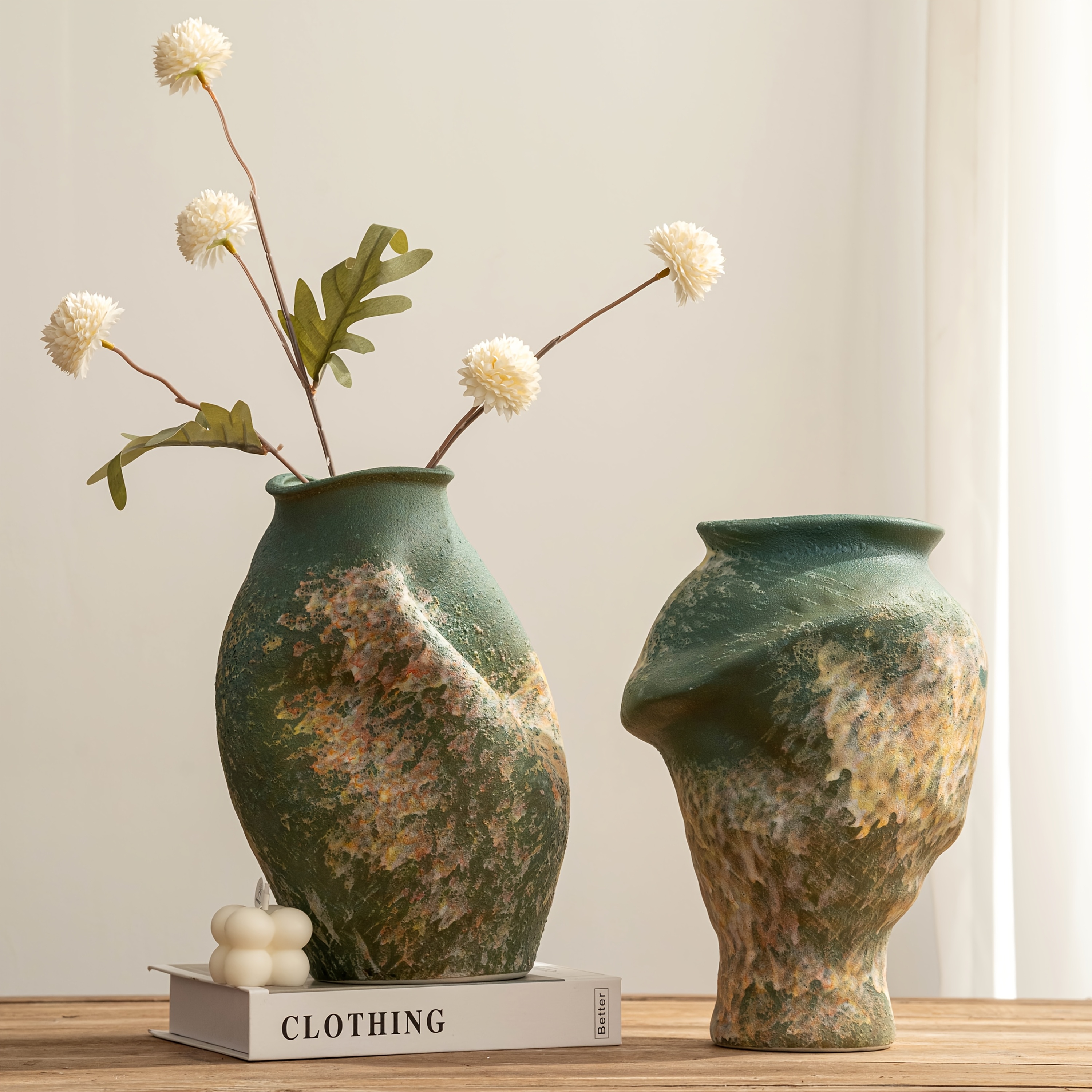 product-fancy-46e2f50c-fe8b-4bc0-8176-e3f21cd87355 Textured Green Ceramic Vase - Image 1