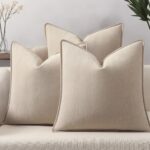 Minimalist Piped Cushion Cover Set – Neutral Linen-Style Sofa Covers (3 Pack)