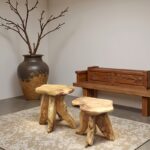 Sculptural Solid Wood Accent Stool