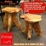 Sculptural Solid Wood Accent Stool - Image 2