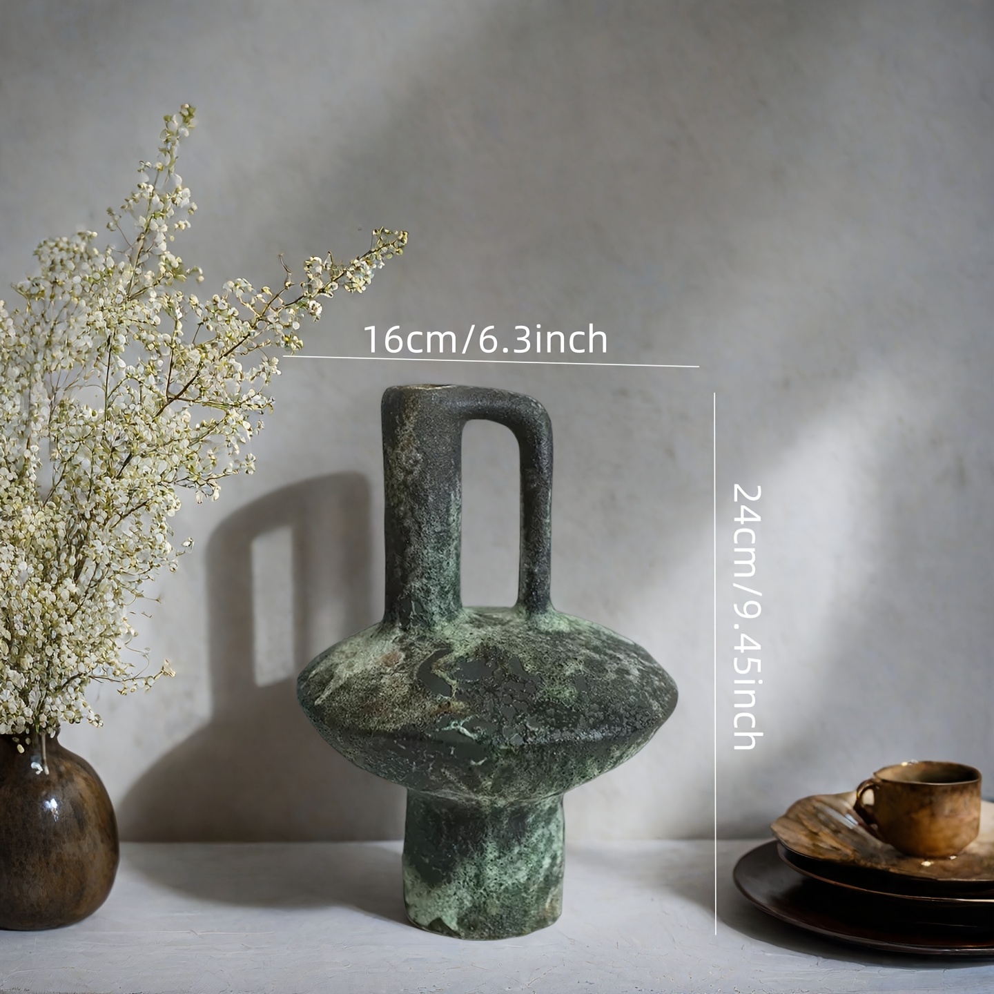 product-fancy-951b602a-7add-4eb1-9aab-e4ba9253cbfb Sculptural Green Ceramic Vase - Image 1