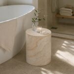 Travertine Pedestal Side Table - Image 4