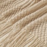 Soft Textured Tassel Throw Blanket – Warm Neutral Sofa Throw - Image 5