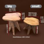 Sculptural Solid Wood Accent Stool - Image 3