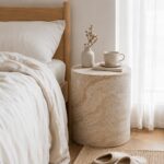 Travertine Pedestal Side Table - Image 3