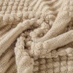 Soft Textured Tassel Throw Blanket – Warm Neutral Sofa Throw - Image 7