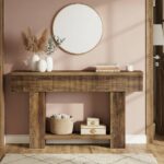 Ribbed Walnut Console Table