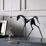Abstract Black Horse Sculpture