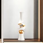 White & Gold Spiral Sculpture Vase - Image 6