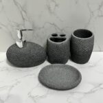 Stone Texture Bathroom Accessory Set - Image 4