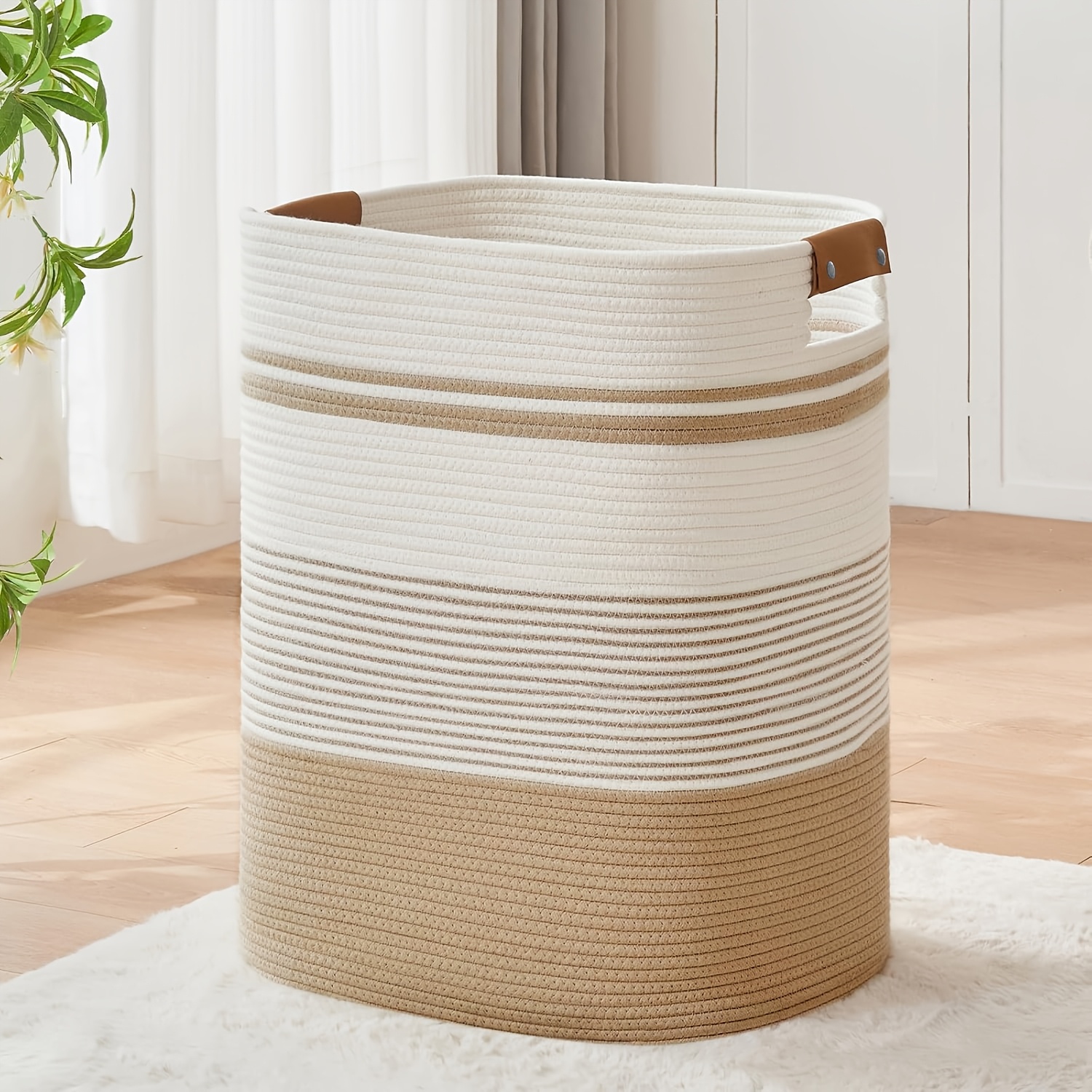 product-fancy-10a7c1e3-49af-4332-8602-836e8c735166 Natural Stripe Storage Basket - Image 1