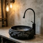 Black Stone Effect Countertop Basin