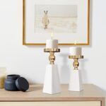 Marble & Gold Pillar Candle Holder