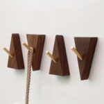 Walnut & Brass Wall Hook Set