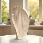 Sculpted Beige Ceramic Vase