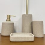 Stone & Gold Bathroom Accessory Set - Image 3