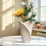 Sculpted Beige Ceramic Vase - Image 5