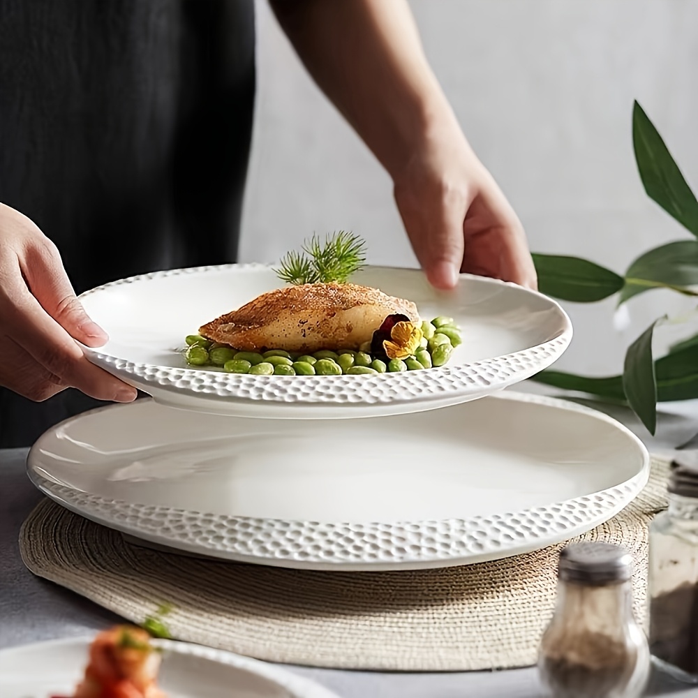 product-fancy-46943e1f-410f-4f9a-9440-db99d9743079 Hammered Edge Ceramic Dinner Plate - Image 1
