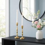 Antique Gold Sculptural Candle Holder Set - Image 6