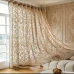 Cream Jacquard Sheer Curtain Panel
