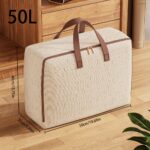 Large Beige Foldable Quilt & Blanket Storage Bag with Handles - Image 3