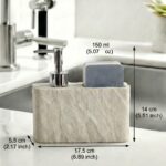 Stone Effect Soap Dispenser & Sponge Holder - Image 3