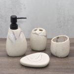 Matte Stone Bathroom Accessory Set - Image 4