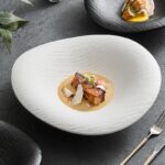 Organic White Sculpted Serving Bowl