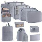 11 Piece Beige Travel Packing Organiser Set for Luggage & Toiletries - Image 4