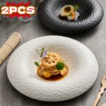 Hammered Ceramic Dining Plate Set