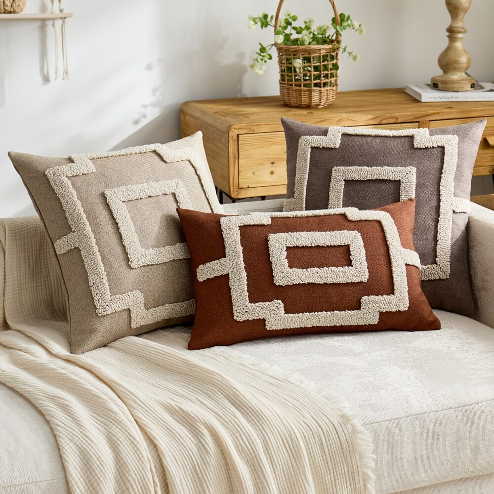 Textured Geometric Cushion Cover