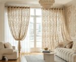 Cream Jacquard Sheer Curtain Panel - Image 5