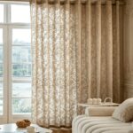 Cream Jacquard Sheer Curtain Panel - Image 4